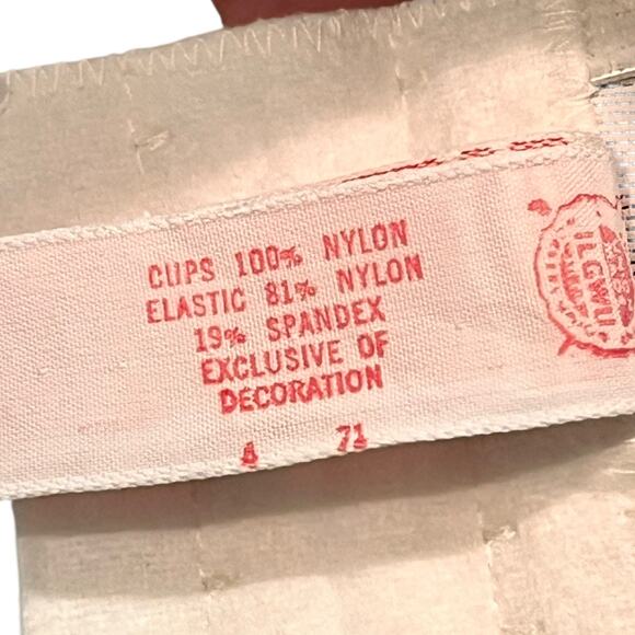 Vintage Lily of France 50s High End Bra Sheer Floral White VTGE Size 36C/XS/S - Picture 5 of 8